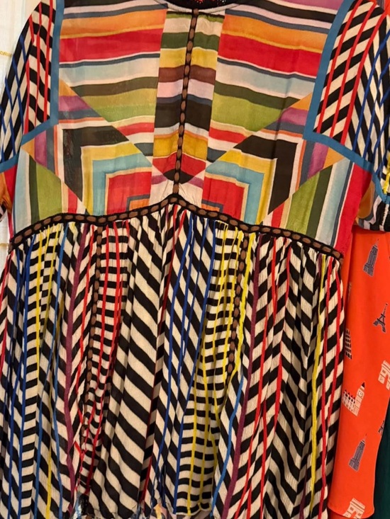 Anthropologie Tops - Conditions Apply Anthropologie Multicolor Striped & Geometric Print Blouse